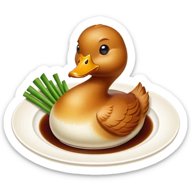 Peking duck, crispy golden skin, Chinese cuisine, emoji style sticker