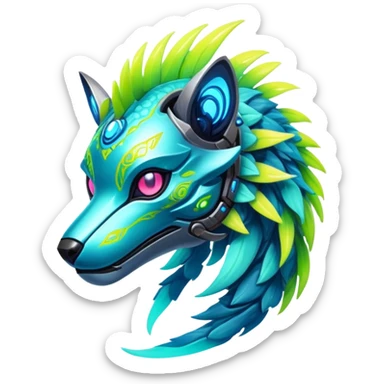  exotic tropical cyber-Protogen-Fakémon-Vernid-creature sticker