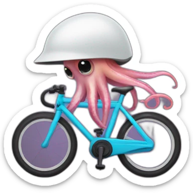 Squid wearing a bike helmet sticker