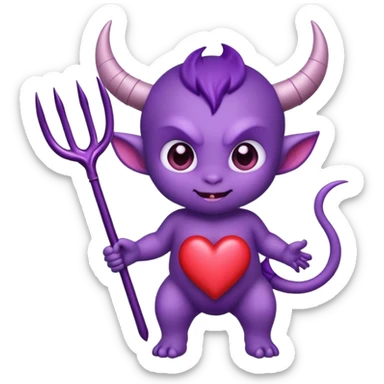 adorable baby demon with a tiny pitchfork and heart-shaped tail sticker