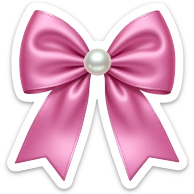 Pink bow with hanging pearl sticker