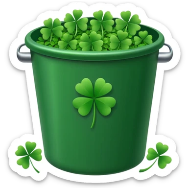 trash bin with lucky clovers sticker