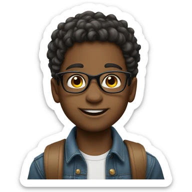 happy boys in stylish outfits little girl with glasses sticker