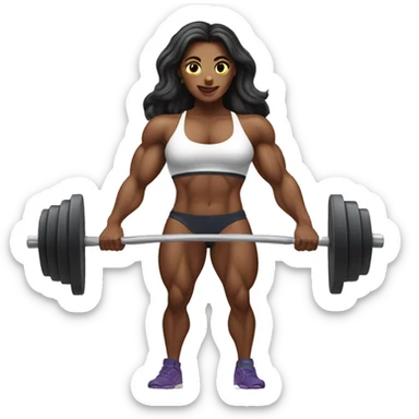 Female bodybuilder lifting weights sticker