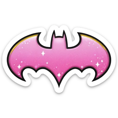Make a batman logo emoji (girly) it should be black yellow and pink. sticker