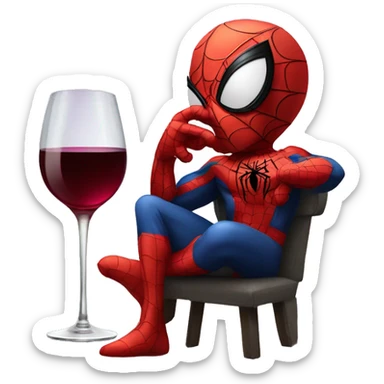 spider man with a glass of wine  sticker