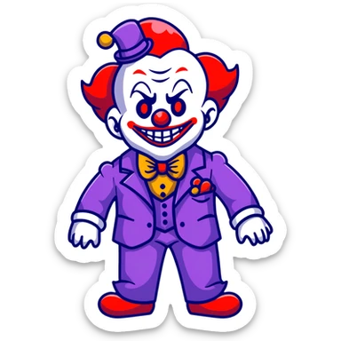 demonic clown wearing a leisure suit sticker