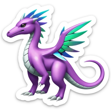 Shiny Green and Purple Salazzle-Palkia-Silvally-Dialga-fusion sticker
