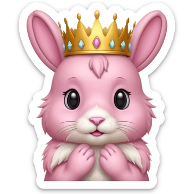 pink bunny with crown sticker