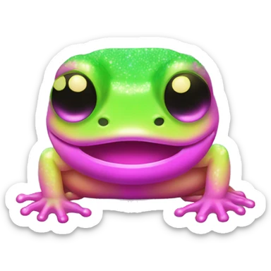 Two Kawaii neon glitter amphibian emoji    sticker