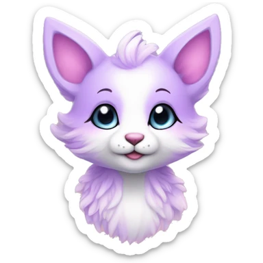 Kawaii colorful bright light pastel lilac-pink-white-gradient fantasy ethereal anthro fursona animal creature sticker