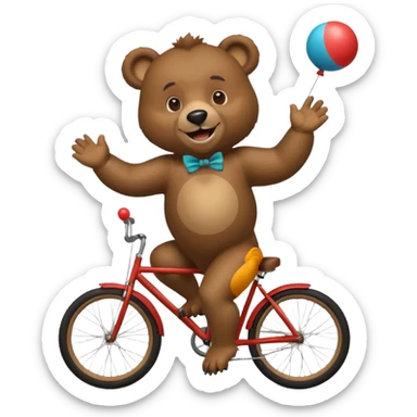 Bear juggling riding a bike sticker