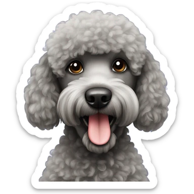 black poodle dog with christmas hay sticker