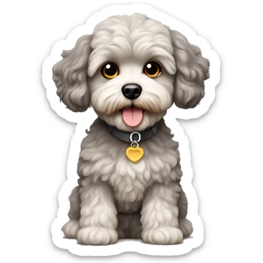 Dog maltipoo grey/brown fur sticker