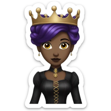 Queen gothic girl long dark black and purple hair sticker