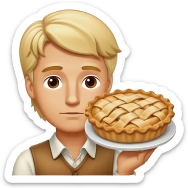 Blonde man dreaming about apple pie  sticker