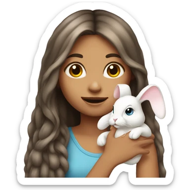 Girl with long hair hold bunny  sticker