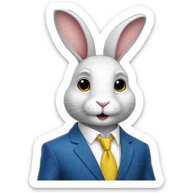 a rabbit in a suit in the color of the Ukrainian flag sticker