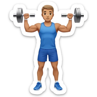 man with blue shorts doing side-lateral raise (T pose) with light dumbbells sticker