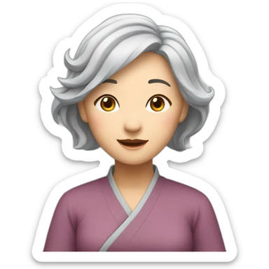 Chinese lady with gray hair doing yuga move sticker