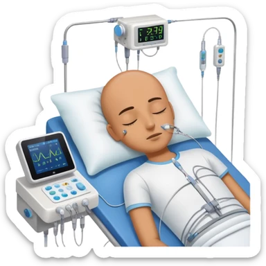 person sleeping with electrodes and monitoring equipment attached for a polysomnography sleep test sticker