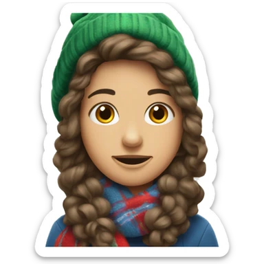 A brunnette with a christmas hat and scarf  sticker