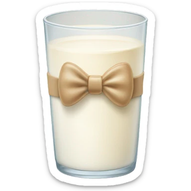 Glass of milk with a beige bow around it sticker