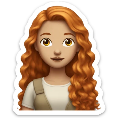 Beautiful girl with long ginger hair  sticker