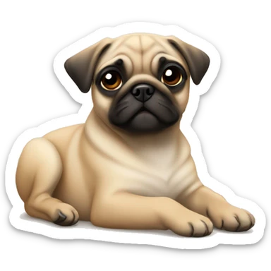 Fawn pug puppy laying sticker