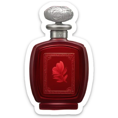 Dark red vintage French style perfume bottle with red begonias sticker