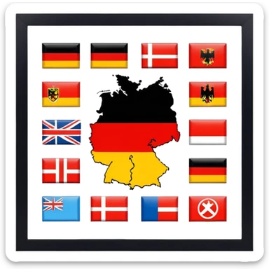 Germania divisa con bandiera L: US sud-ovest (Monaco, Francoforte), UK nord-ovest (Amburgo, Colonia), URSS est (Berlino Est, Dresda), France sud-ovest (Stoccarda, Friburgo) sticker