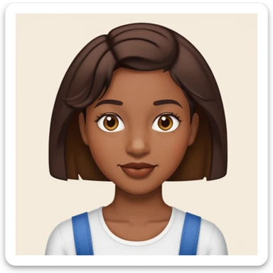 Black woman with short brown hair in a side part with braces  sticker