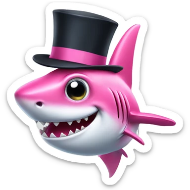 Pink Shark with glasses and a top hat sticker