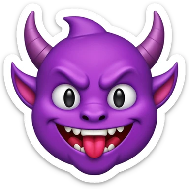 purple devil emoji with tongue sticking out ￼ sticker