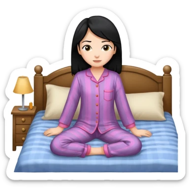 girl going to bed black hair sticker