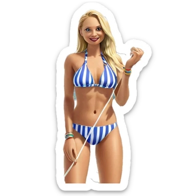 blonde girl in striped bikini sticker