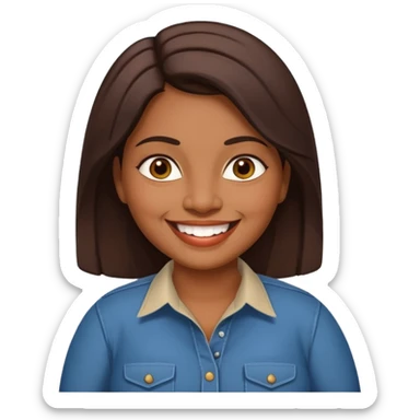 40 yr old chubby Sri Lankan woman, dark skin, straight brown hair, big smile, white teeth, western clothes sticker