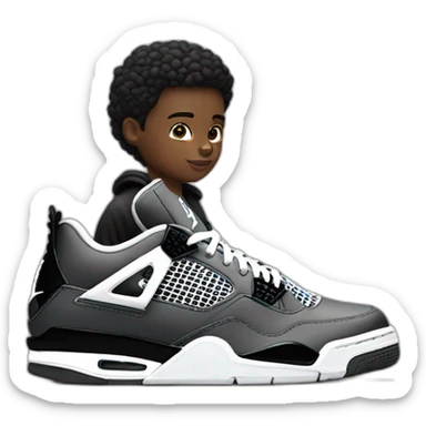 Black young with Jordan 4 and Nike tech sticker
