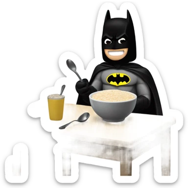 batman eating oatmeal  sticker