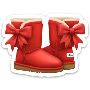 Pair of Red Ugg boots with bows sticker