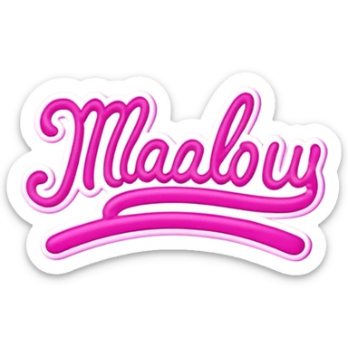 glowing pink neon sign that says "Malibu" in cursive  sticker