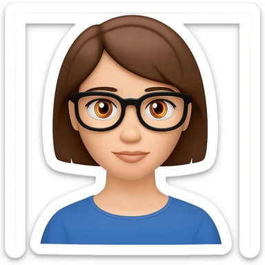 Add glasses to the female with short brown hair in the style of emoji (apple style emojis). sticker