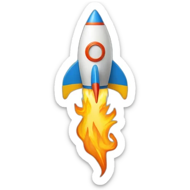 rocket with flame shaped as Ukrainian trident sticker