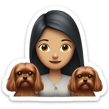 asian girl with long dark wine red hair with lighter yorkshire terrier  sticker