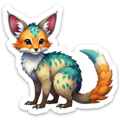 Feral Rare Fantasy colorful Vernid-Trico-species by LiLaiRa, random markings, tufted tail, tufted ears, full body sticker