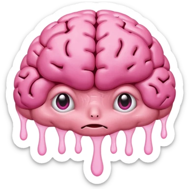 pink brain (without a face) melting into a puddle sticker