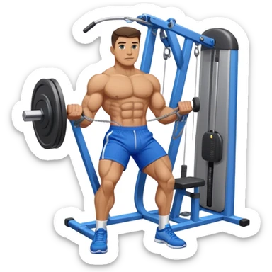 standing fit man with blue shorts cable-machine-exercise sticker
