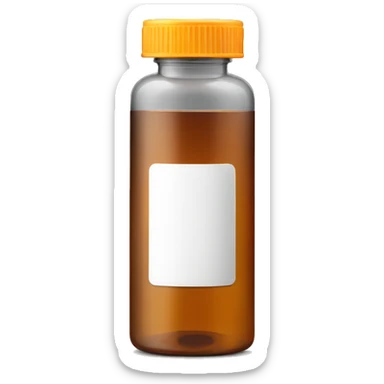 Singular Amber colored pill bottle with a plain white label sticker