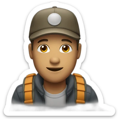 Homme avec une casquette sticker