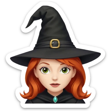 Red haired witch, sassy, rolling eyes upwards sticker